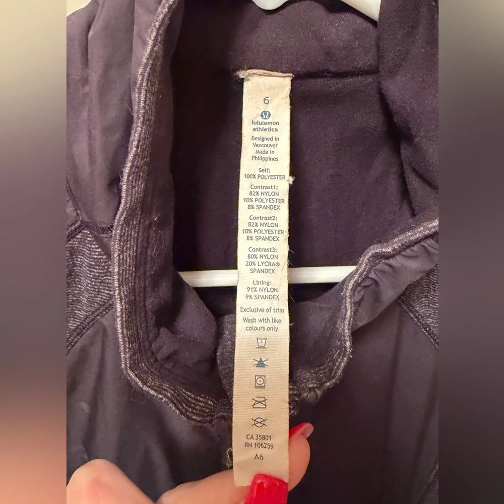 Lululemon Dark Gray Heather Mixed Media Full Zip Running Jacket Size 6